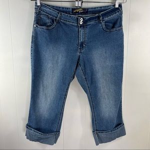 ANGEL’S JEANS Embroidered Boyfriend Cropped with Cuff Jeans Size 22W